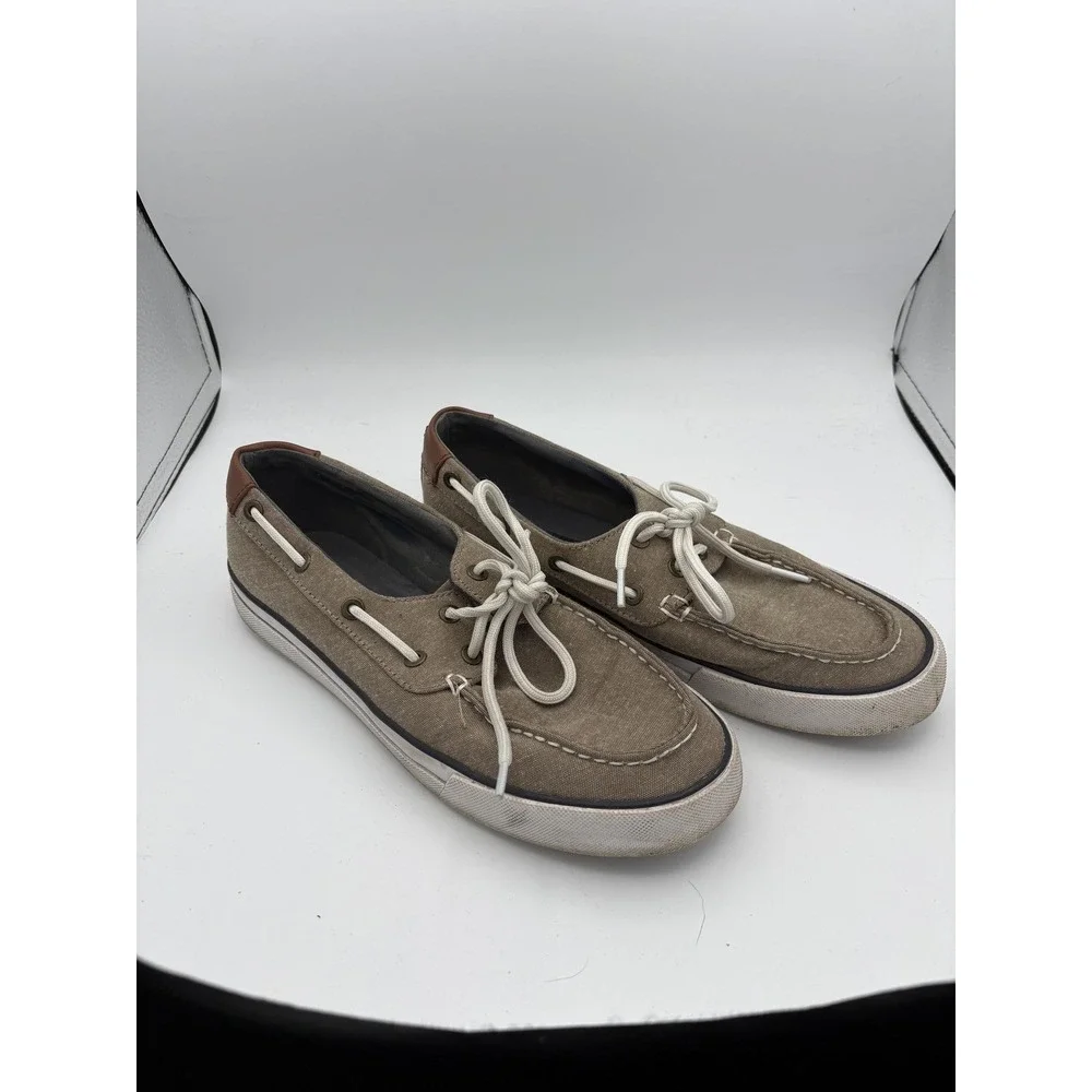 Tommy‎ Hilfiger Shoes Mens Size 7.5 Beige Canvas Boat Deck Sneakers Nautical